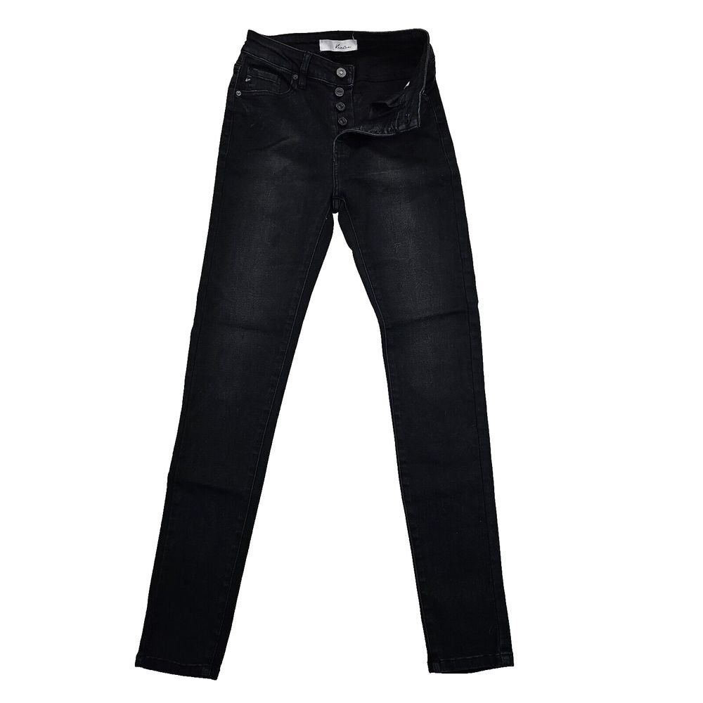 KanCan Lyla High Rise Skinny Jeans Button Fly Black Size 5/26 Style# KC7113DG